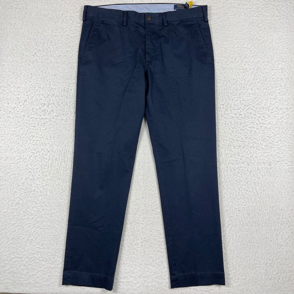 Polo Ralph Lauren Bedford Chino Pant Mens 36x30 Navy Blue Stretch Slim Trousers